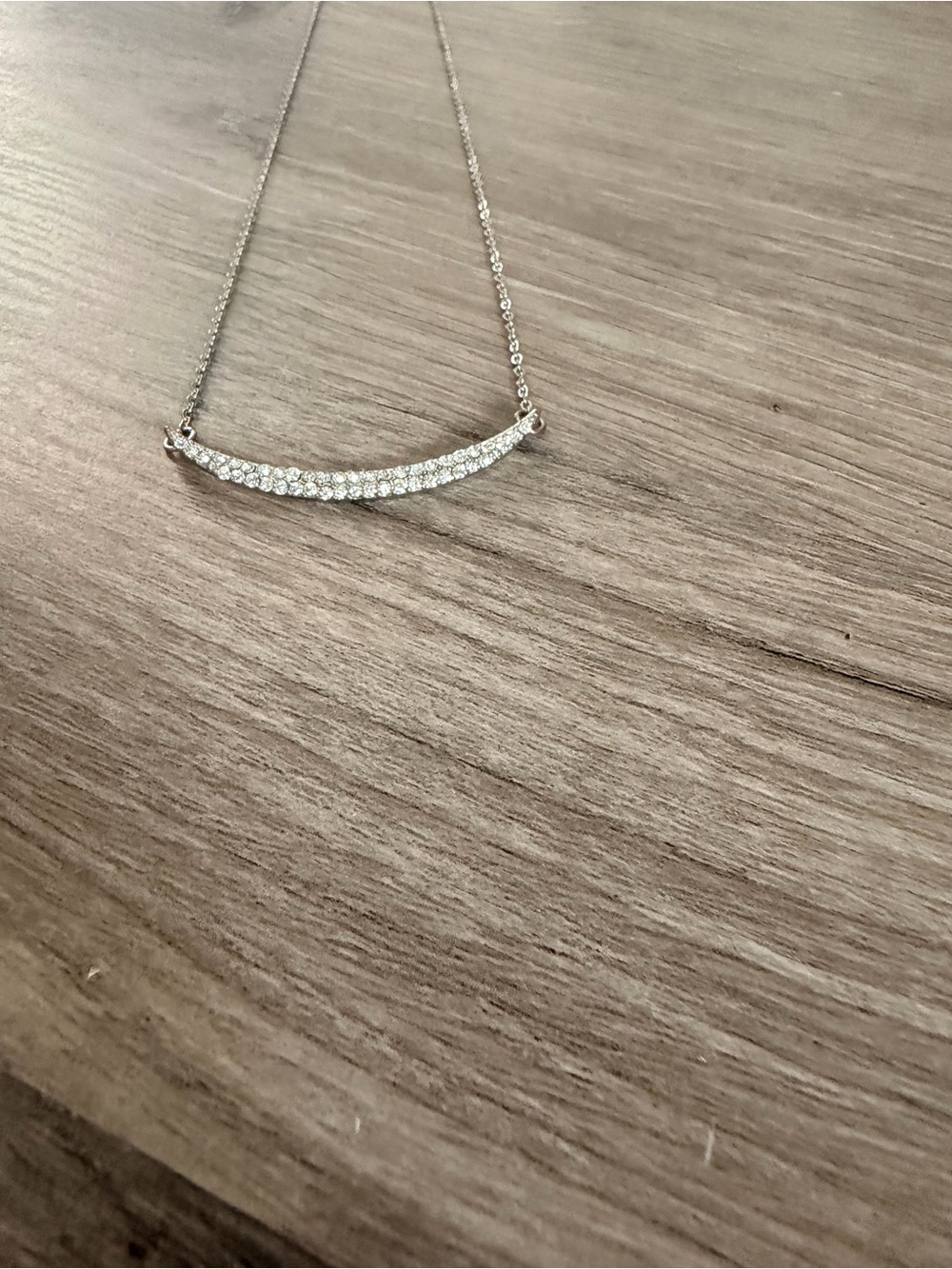 Silver Crystal Bar Pendant Necklace - Elegant Sparkle
